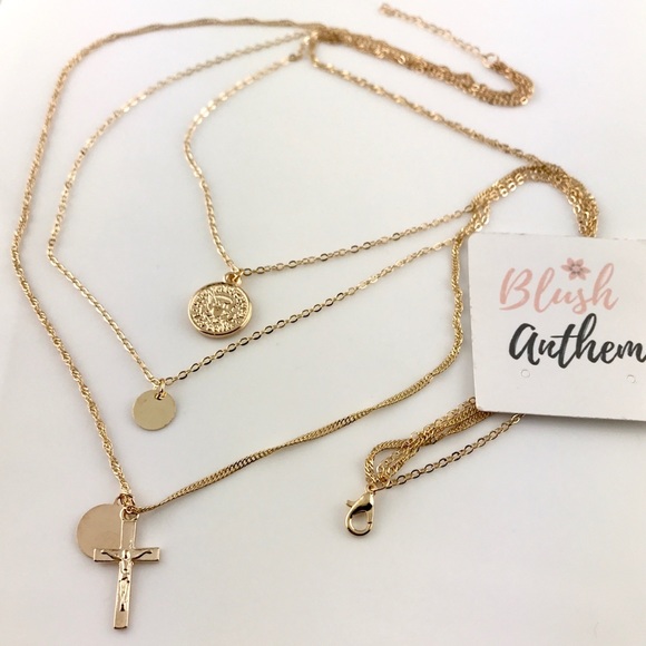 3 for $25⚡️multilayer cross coin sequin necklace - Picture 2 of 7